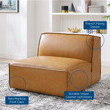 Vegan Leather Sectional Sofa Armless Chair in Tan - 35 Inch