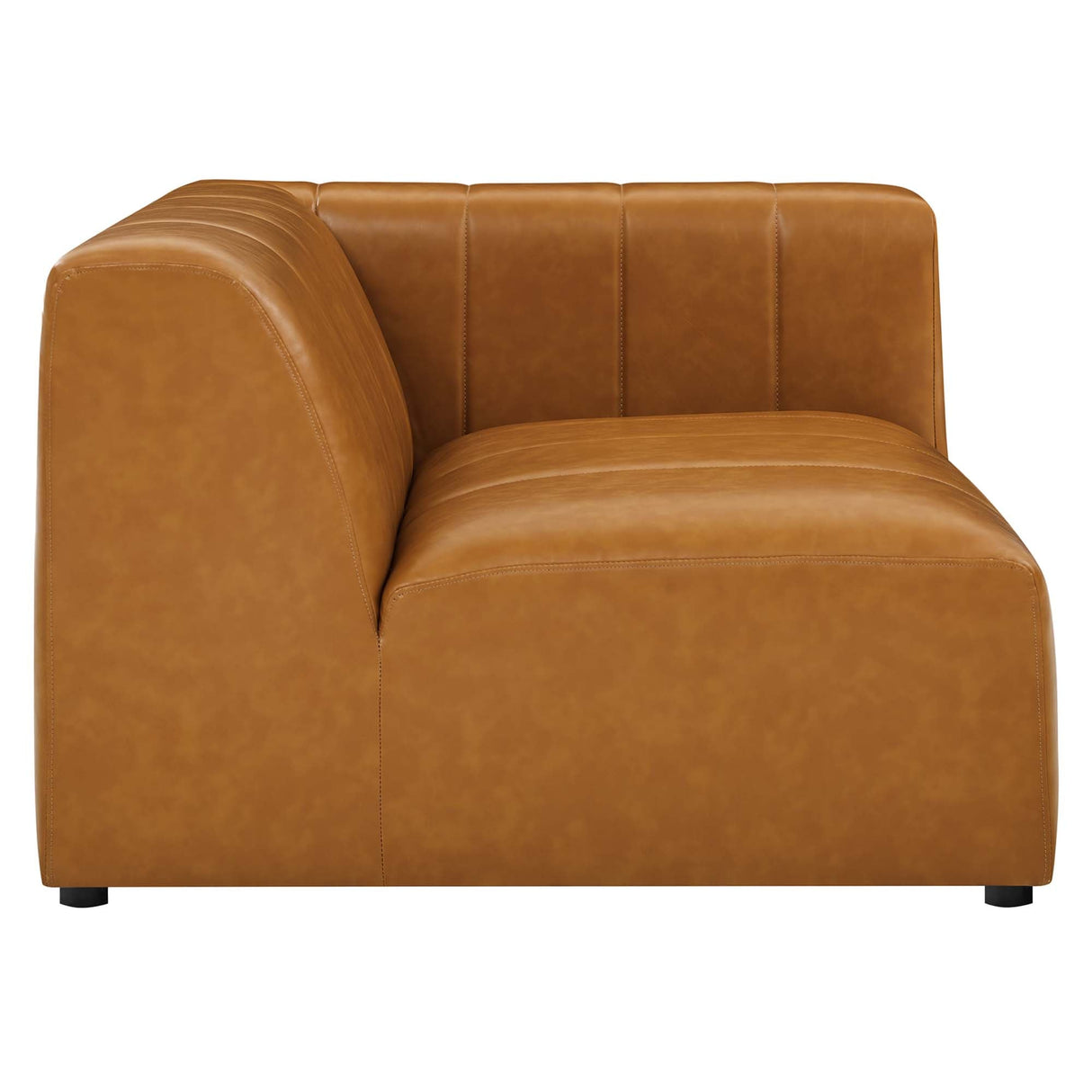 2-Piece Vegan Leather Channel Tufted Loveseat 87 Inch in Tan
