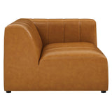 2-Piece Vegan Leather Channel Tufted Loveseat 87 Inch in Tan