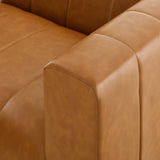 2-Piece Vegan Leather Channel Tufted Loveseat 87 Inch in Tan