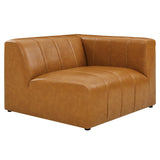 Vegan Leather 5-Piece Sectional Sofa in Tan - 44 Inch