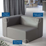 Vegan Leather Left-Arm Sectional Sofa Chair 44 Inch