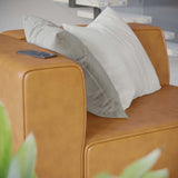 Vegan Leather Left-Arm Sectional Sofa Chair 44 Inch