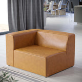 Vegan Leather Left-Arm Sectional Sofa Chair 44 Inch