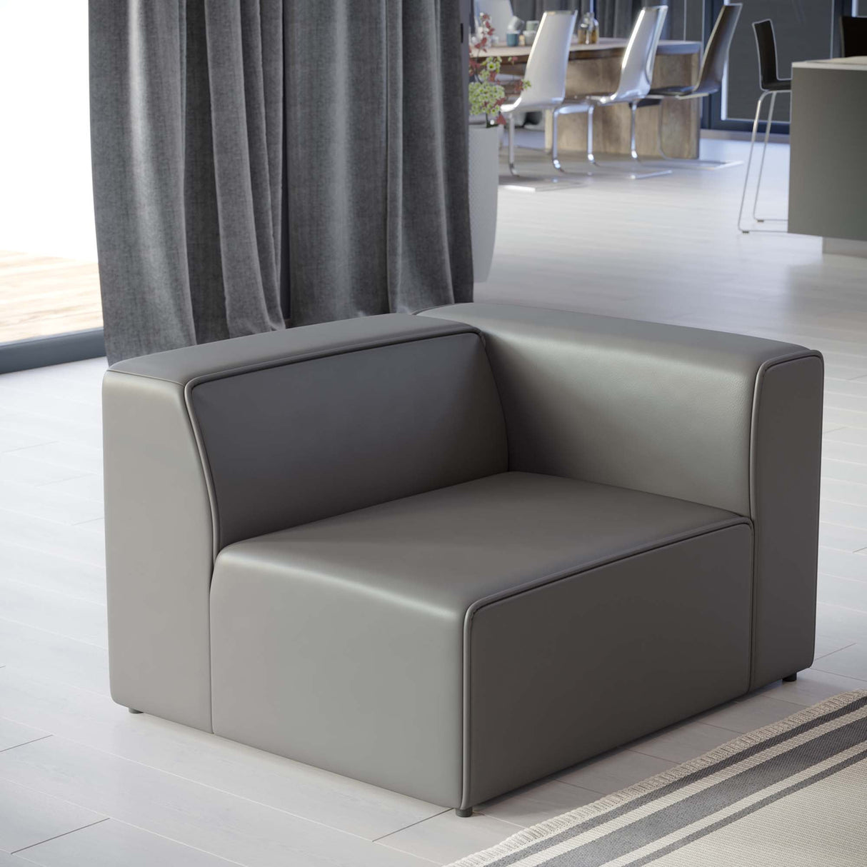 Vegan Leather Right-Arm Sectional Sofa Chair 44 Inch