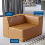 Vegan Leather Right-Arm Sectional Sofa Chair 44 Inch