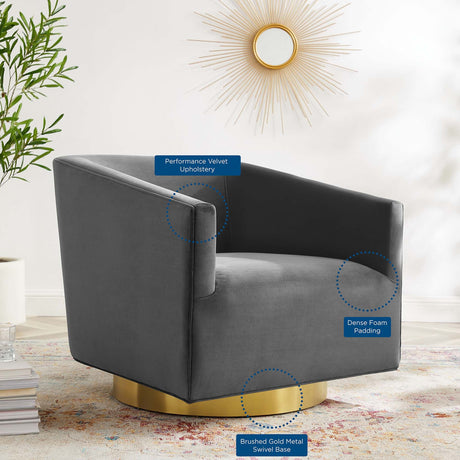 32 Inch Performance Velvet Swivel Lounge Chair