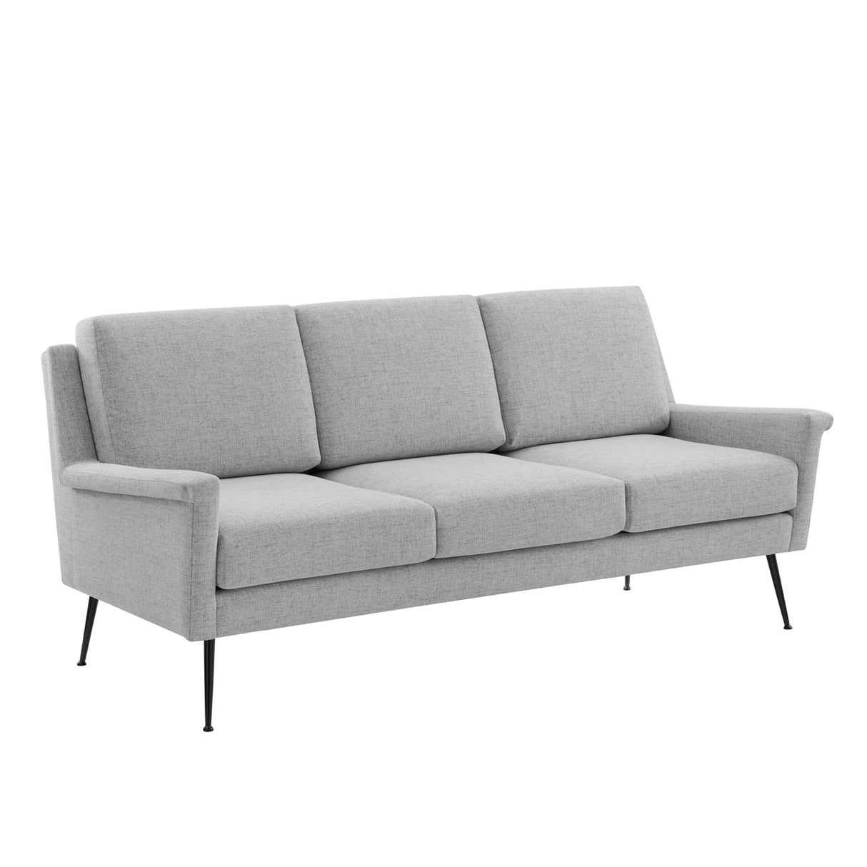 Flared Silhouette Fabric Sofa with Matte Black Legs