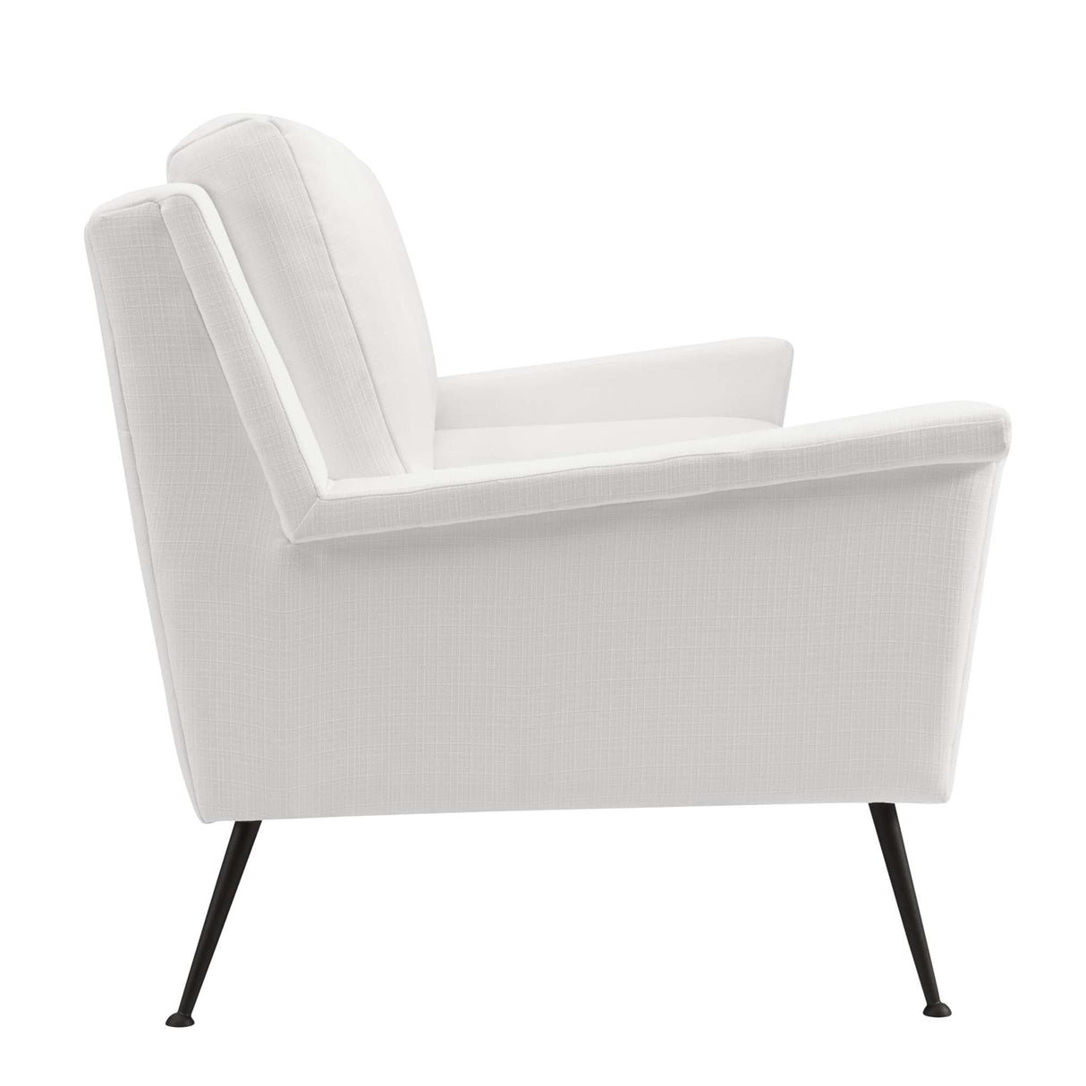 Flared Silhouette Fabric Sofa with Matte Black Legs