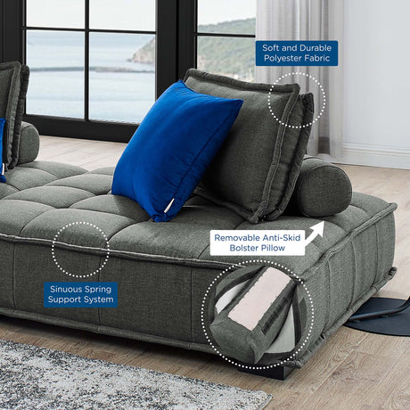 47 Inch Polyester Fabric Tufted Armless Chair