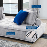 47 Inch Polyester Fabric Tufted Armless Chair