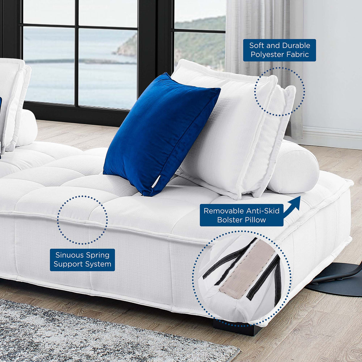 47 Inch Polyester Fabric Tufted Armless Chair