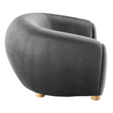 42 Inch Performance Velvet Armchair with Beech Wood Legs