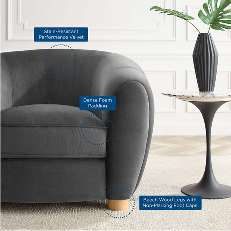 42 Inch Performance Velvet Armchair with Beech Wood Legs