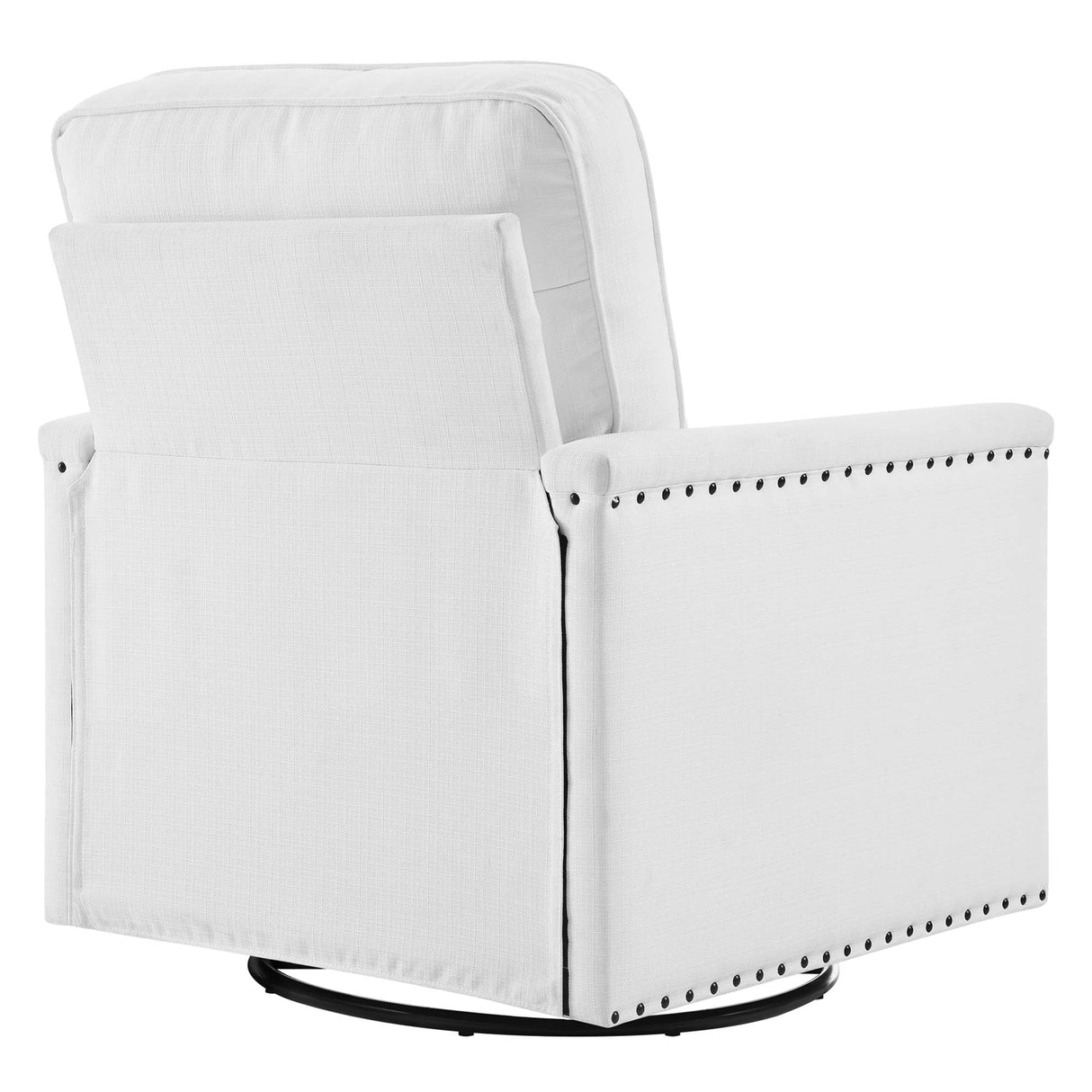 32 Inch Upholstered Fabric Swivel Chair with Nailhead Trim