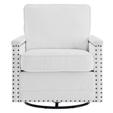 32 Inch Upholstered Fabric Swivel Chair with Nailhead Trim