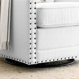 32 Inch Upholstered Fabric Swivel Chair with Nailhead Trim