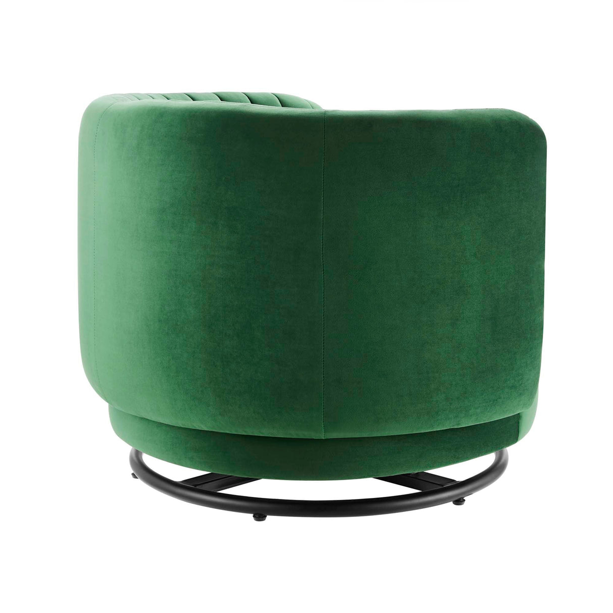 34 Inch Vertical Channel Tufted Performance Velvet Swivel Accent Chair with Black Metal Base