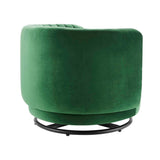 34 Inch Vertical Channel Tufted Performance Velvet Swivel Accent Chair with Black Metal Base