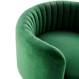34 Inch Vertical Channel Tufted Performance Velvet Swivel Accent Chair with Black Metal Base