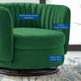 34 Inch Vertical Channel Tufted Performance Velvet Swivel Accent Chair with Black Metal Base
