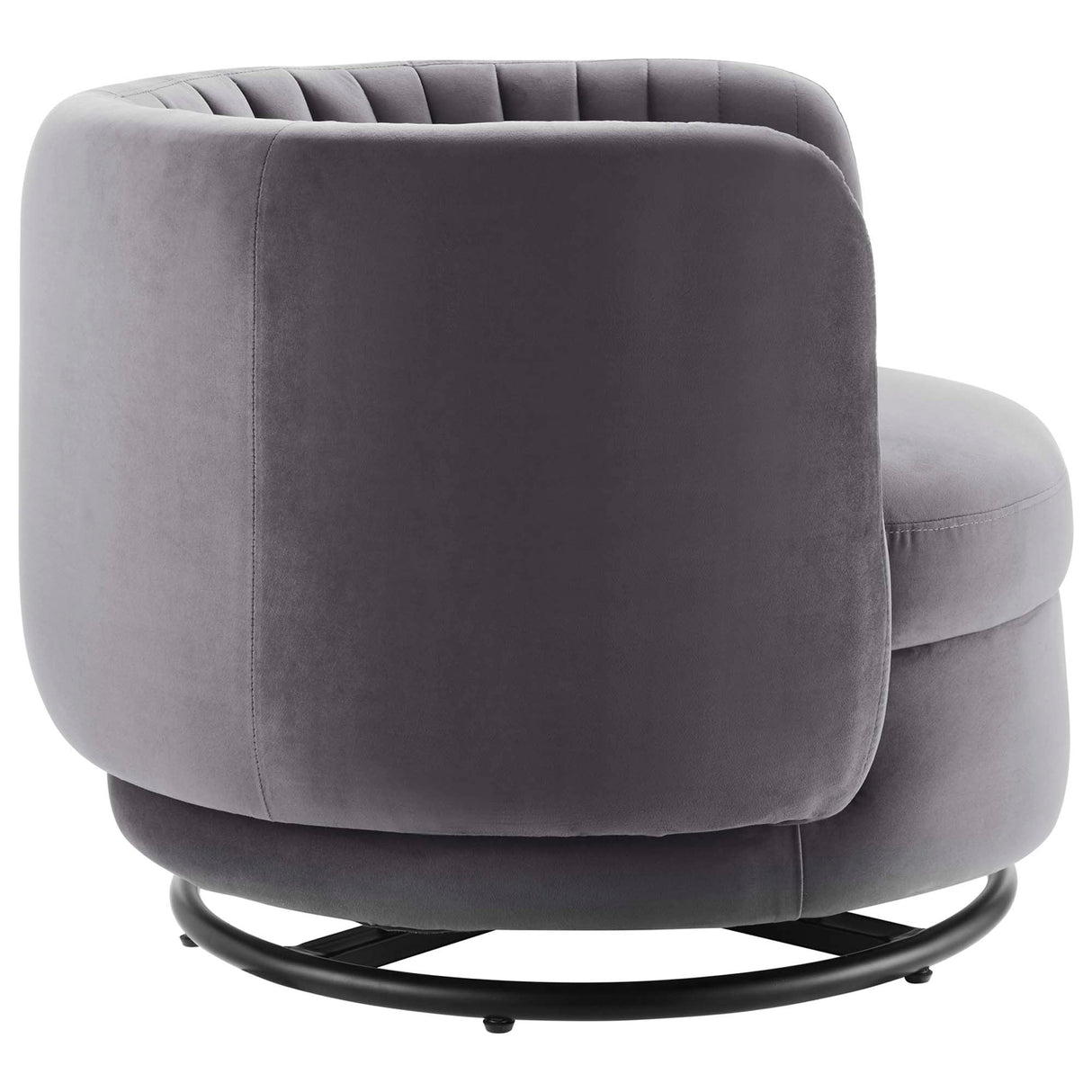 34 Inch Vertical Channel Tufted Performance Velvet Swivel Accent Chair with Black Metal Base