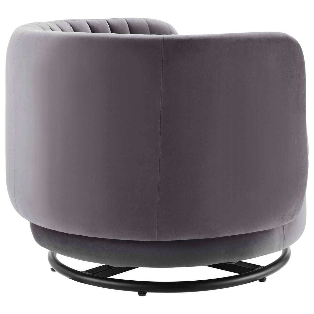 34 Inch Vertical Channel Tufted Performance Velvet Swivel Accent Chair with Black Metal Base