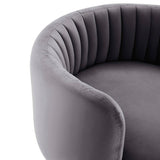 34 Inch Vertical Channel Tufted Performance Velvet Swivel Accent Chair with Black Metal Base