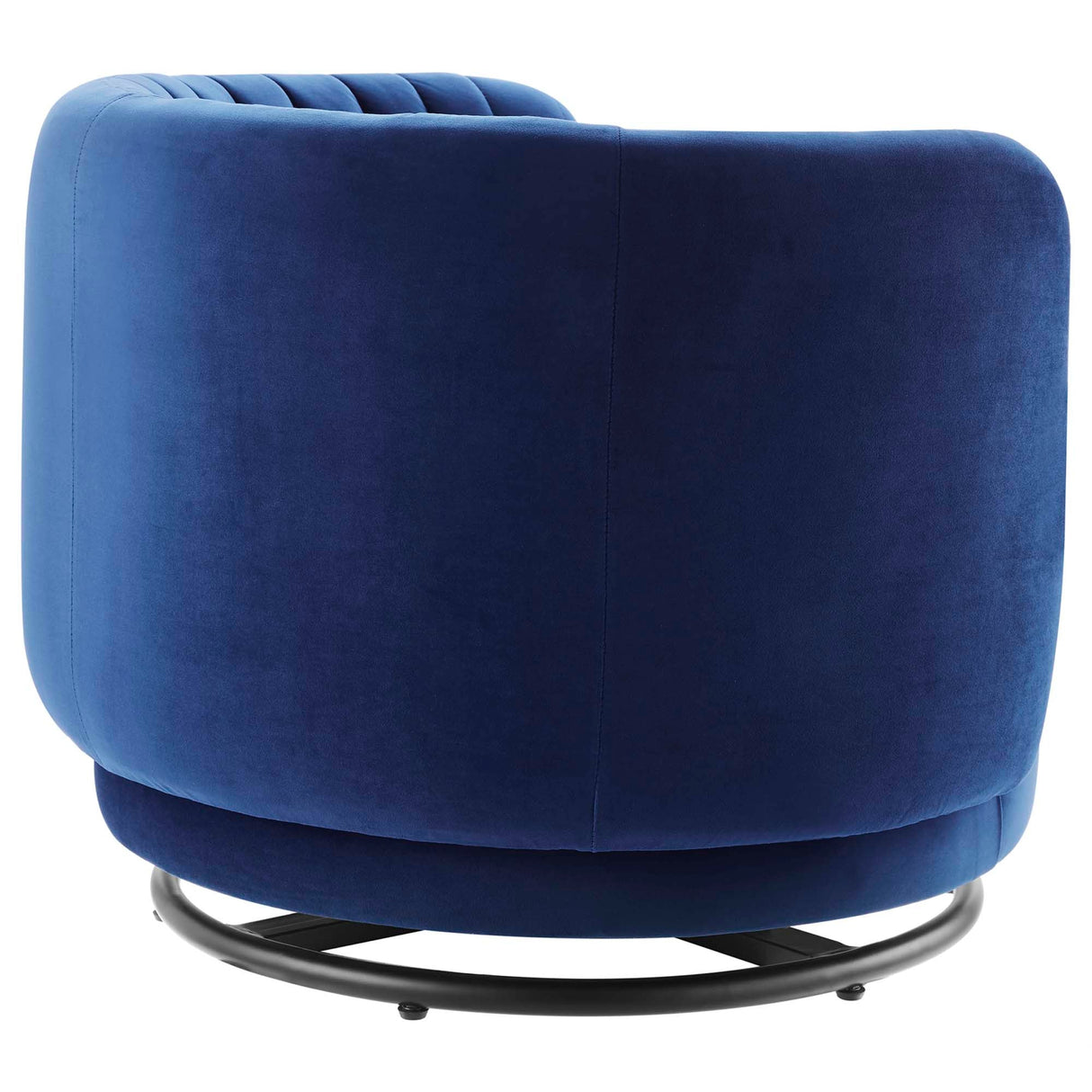 34 Inch Vertical Channel Tufted Performance Velvet Swivel Accent Chair with Black Metal Base