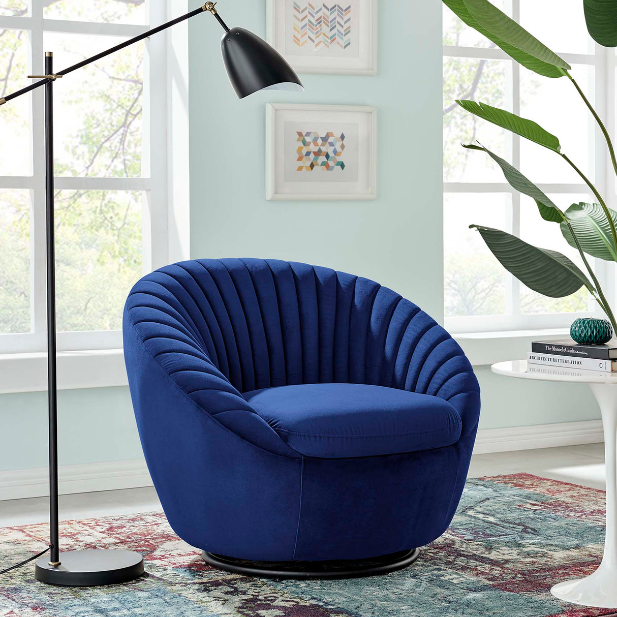 32 Inch Performance Velvet Swivel Chair