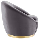 32 Inch Buttercup Performance Velvet Swivel Accent Chair with Gold Metal Base