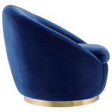 32 Inch Buttercup Performance Velvet Swivel Accent Chair with Gold Metal Base