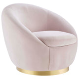 32 Inch Buttercup Performance Velvet Swivel Accent Chair with Gold Metal Base