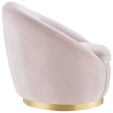 32 Inch Buttercup Performance Velvet Swivel Accent Chair with Gold Metal Base