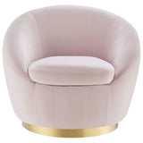 32 Inch Buttercup Performance Velvet Swivel Accent Chair with Gold Metal Base