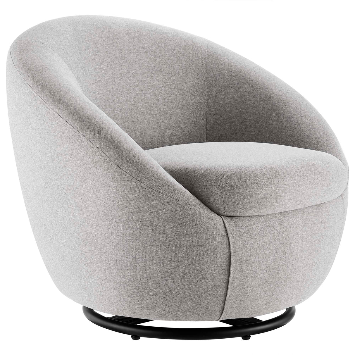 32 Inch Upholstered Fabric Swivel Accent Chair with Black Metal Base