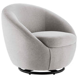 32 Inch Upholstered Fabric Swivel Accent Chair with Black Metal Base