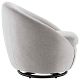 32 Inch Upholstered Fabric Swivel Accent Chair with Black Metal Base