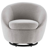 32 Inch Upholstered Fabric Swivel Accent Chair with Black Metal Base