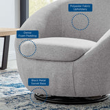32 Inch Upholstered Fabric Swivel Accent Chair with Black Metal Base