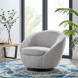 32 Inch Upholstered Fabric Swivel Accent Chair with Black Metal Base