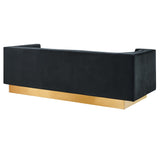 Asymmetrical Performance Velvet Sofa with Gold Inset Rim