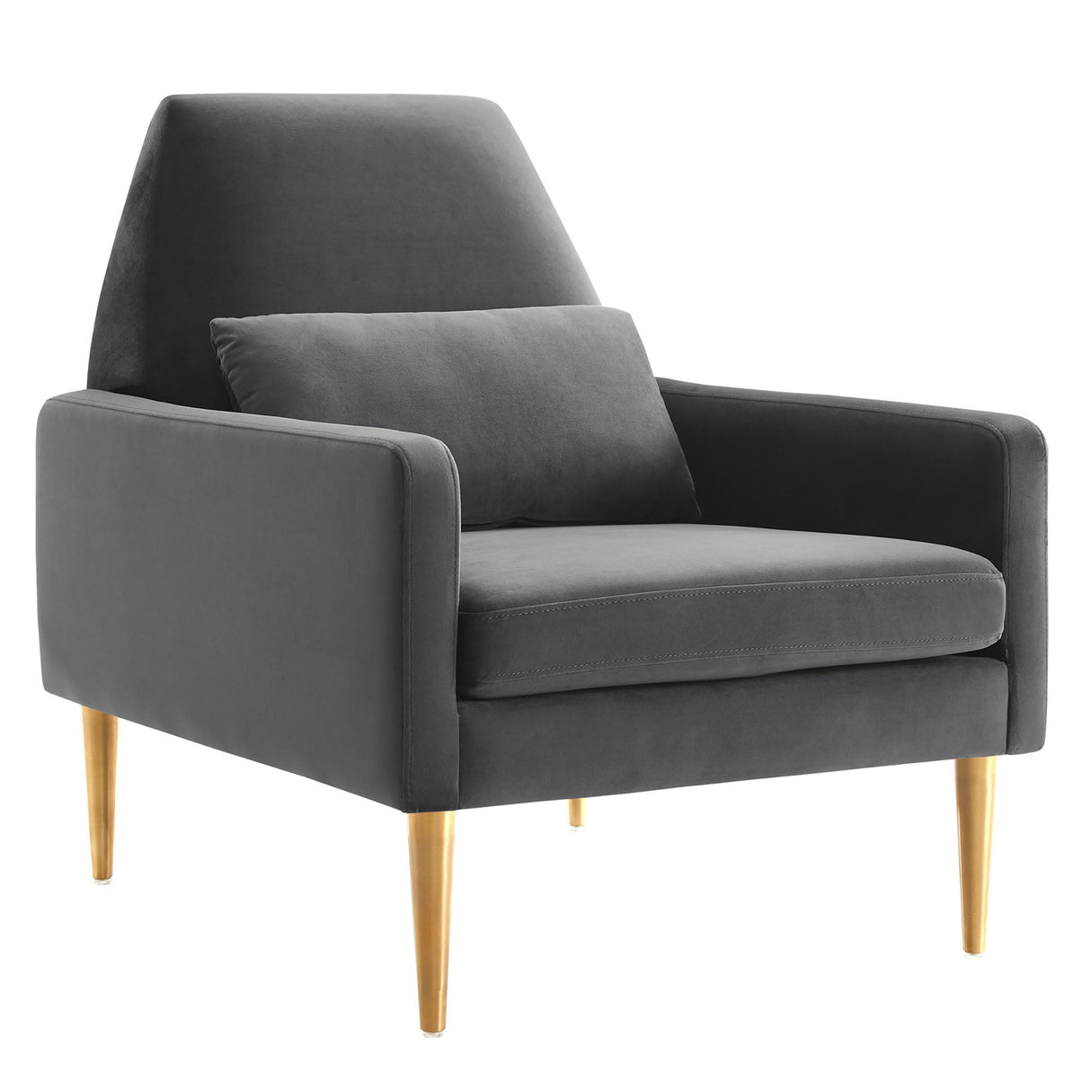 29 Inch Performance Velvet Armchair with Gold Stainless Steel Legs
