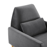 29 Inch Performance Velvet Armchair with Gold Stainless Steel Legs