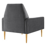 29 Inch Performance Velvet Armchair with Gold Stainless Steel Legs