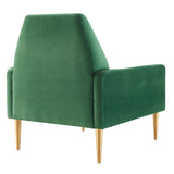 29 Inch Performance Velvet Armchair with Gold Stainless Steel Legs