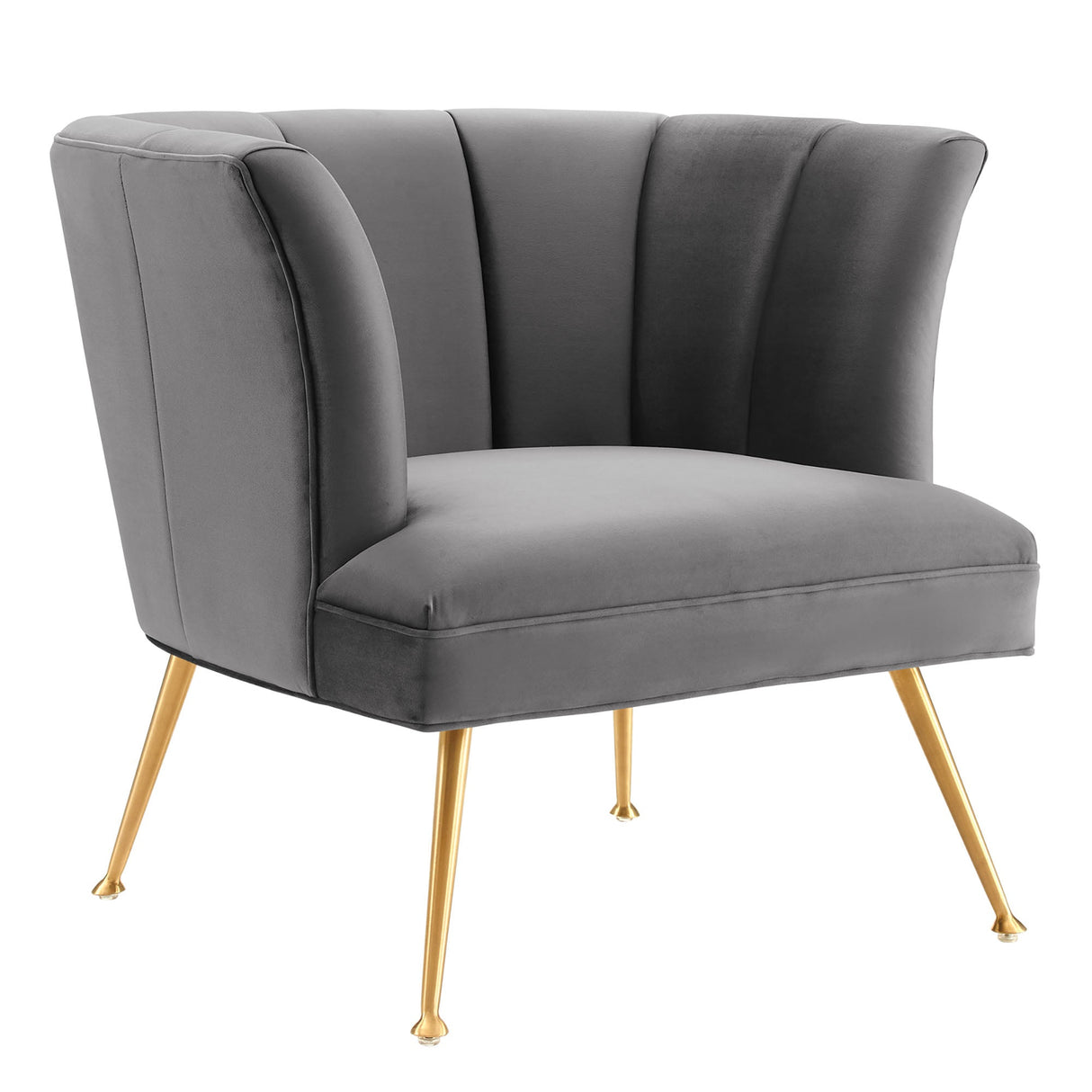 30 Inch Channel Tufted Performance Velvet Armchair with Gold Legs