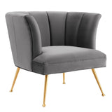 30 Inch Channel Tufted Performance Velvet Armchair with Gold Legs