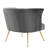 30 Inch Channel Tufted Performance Velvet Armchair with Gold Legs