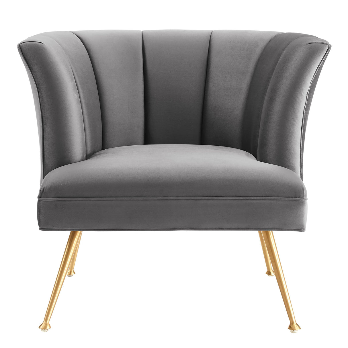 30 Inch Channel Tufted Performance Velvet Armchair with Gold Legs